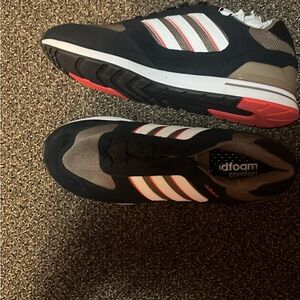 Adidas Men's Black and White 80s Sneakers with Red Accents